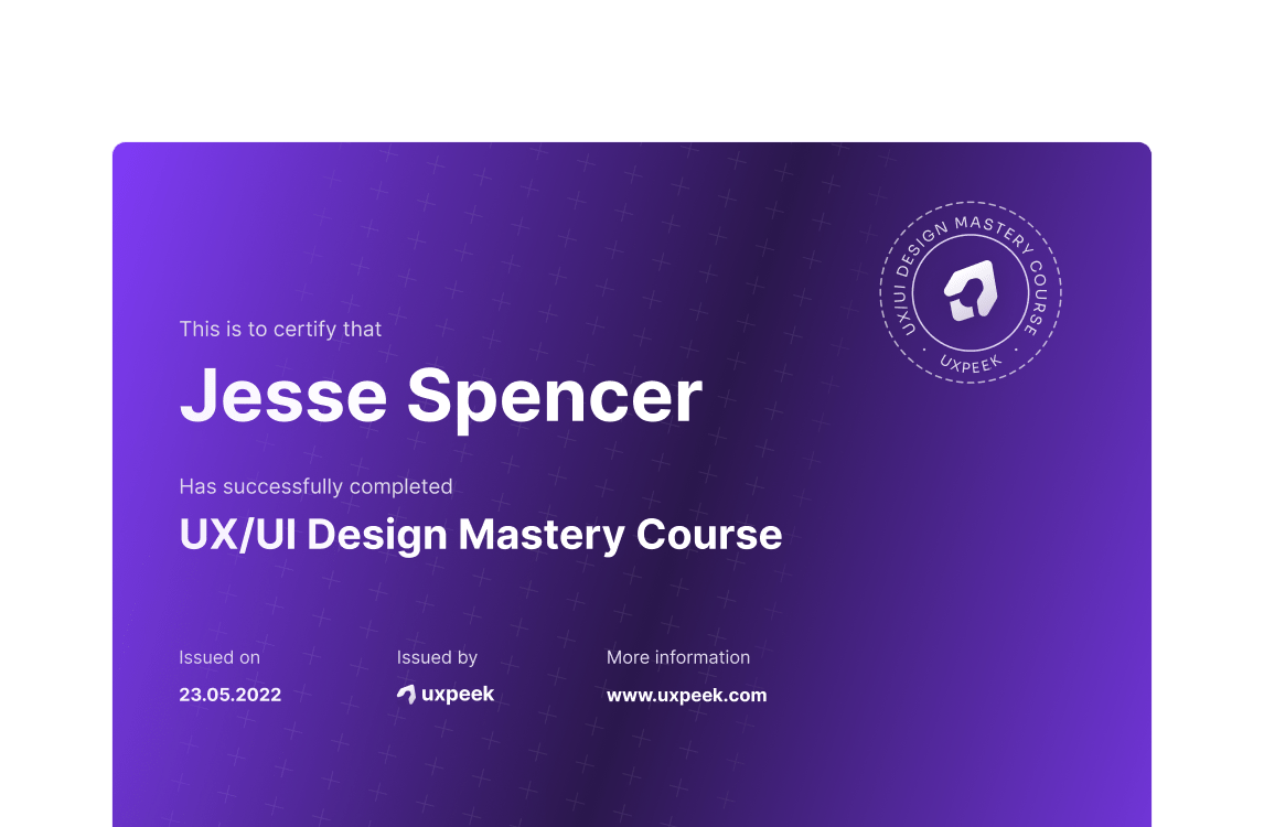 Certificate of completion Uxpeek Course